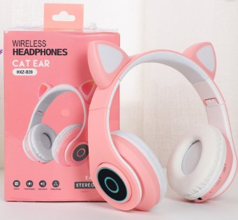 B39 Over Ear Music Headset Cat Ear Glowing Headphone Foldable